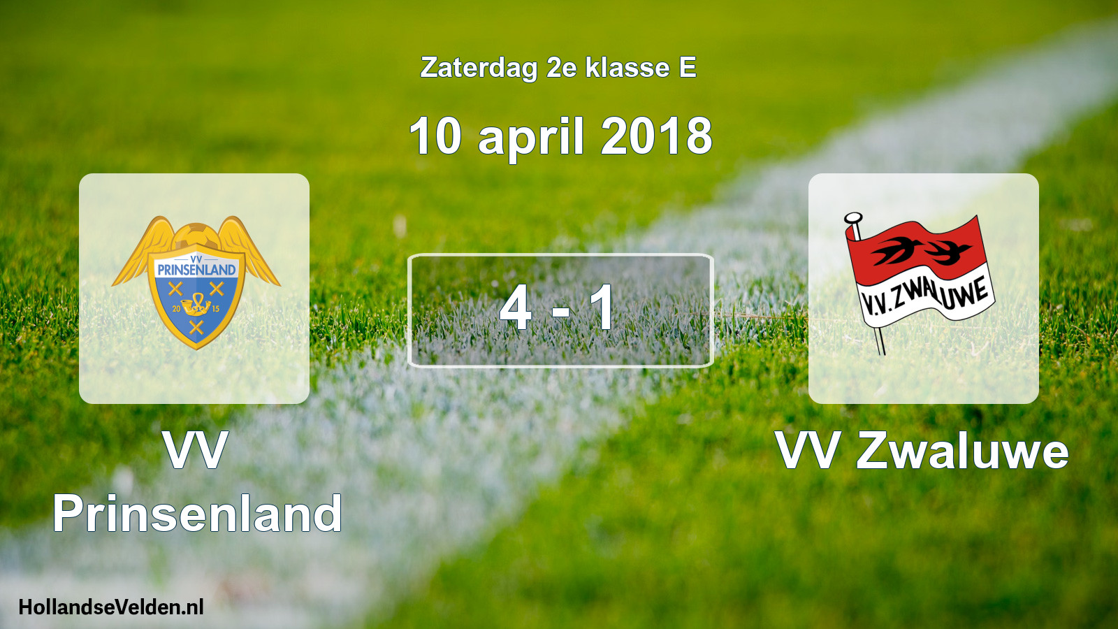 Total number of matches played: VV Prinsenland - VV Zwaluwe 4 - 1 (10 April 2018)