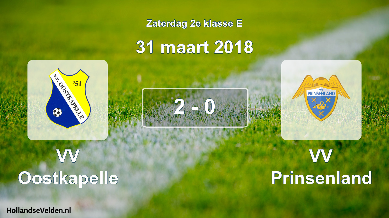 Total number of matches played: VV Oostkapelle - VV Prinsenland 2 - 0 (31 March 2018)