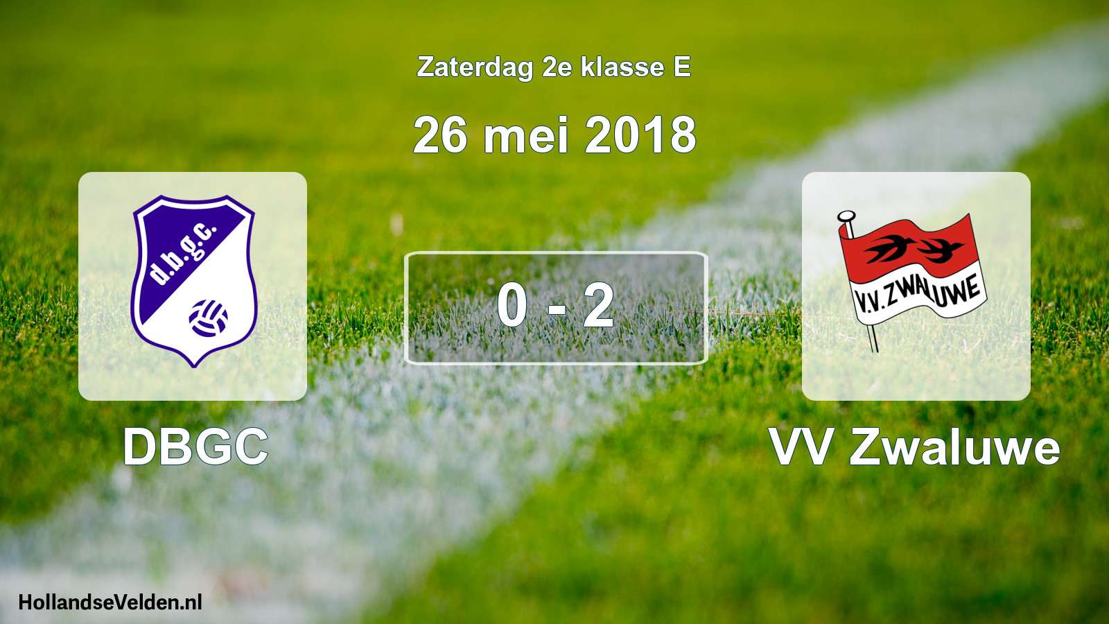 Total number of matches played: DBGC - VV Zwaluwe 0 - 2 (26 May 2018)