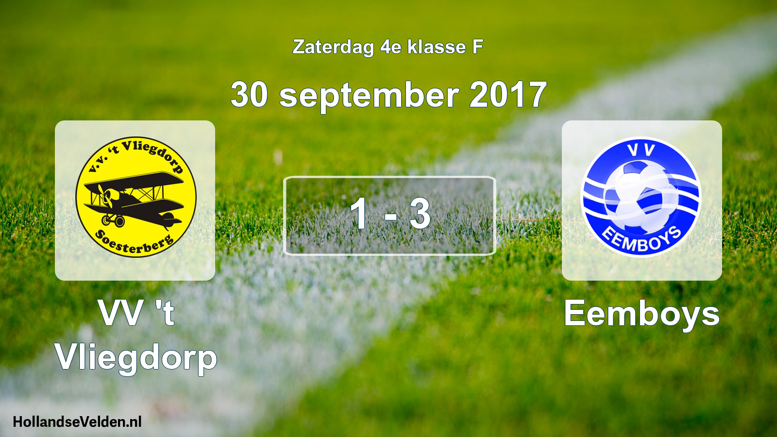 Total number of matches played: VV 't Vliegdorp - Eemboys 1 - 3 (30 September 2017)