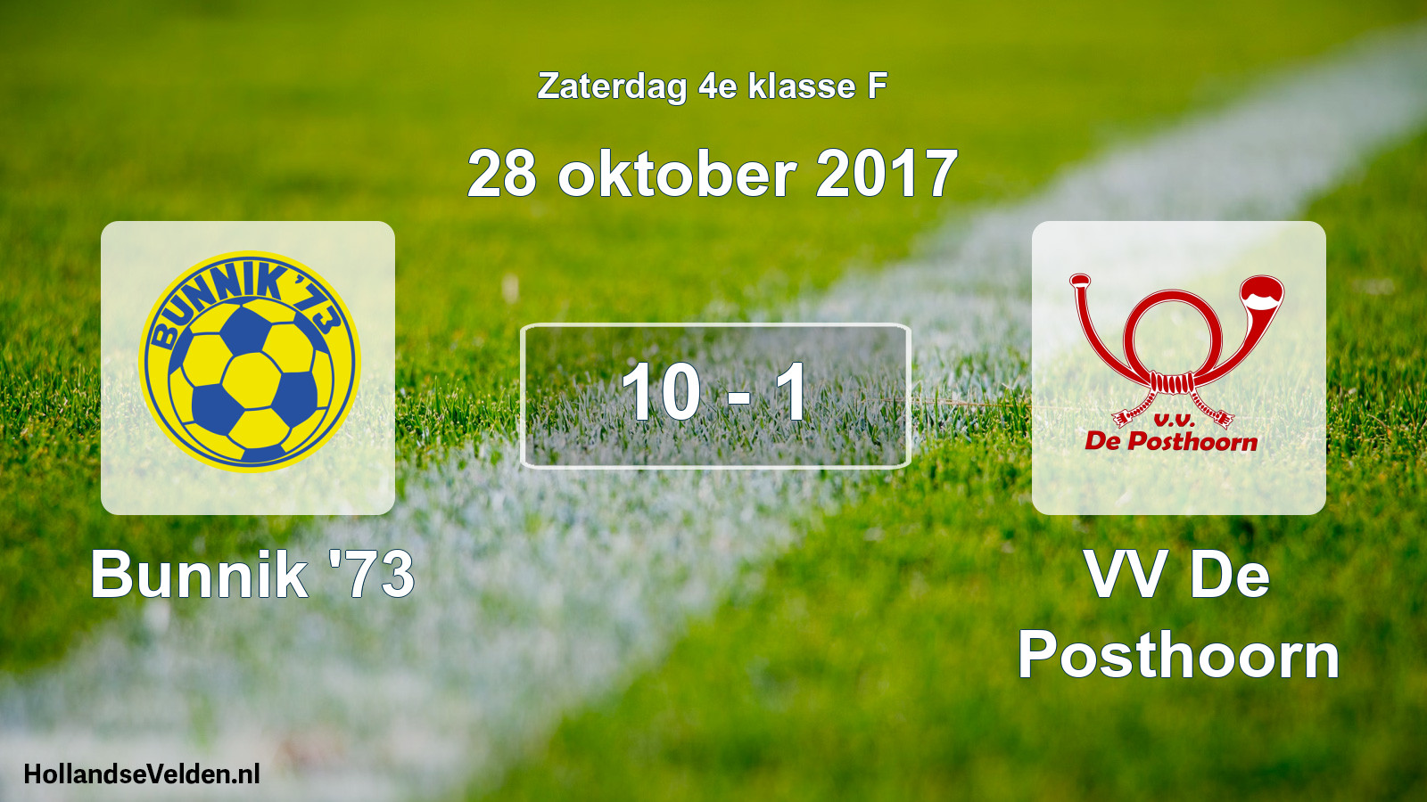 Total number of matches played: Bunnik '73 - VV De Posthoorn 10 - 1 (28 October 2017)