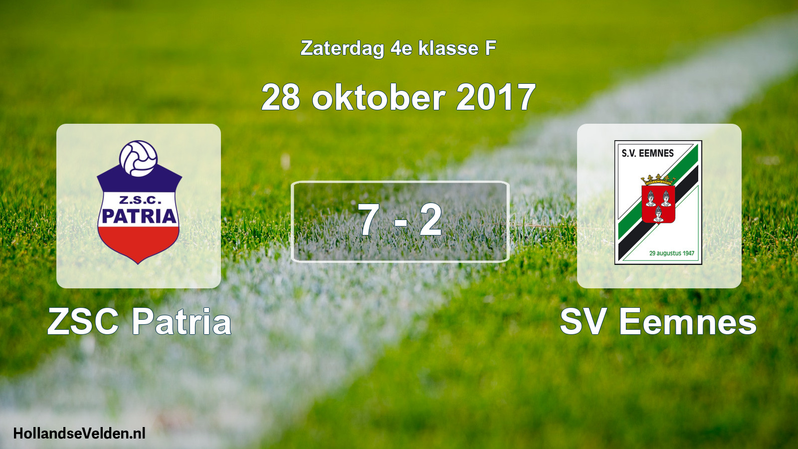 Total number of matches played: ZSC Patria - SV Eemnes 7 - 2 (28 October 2017)