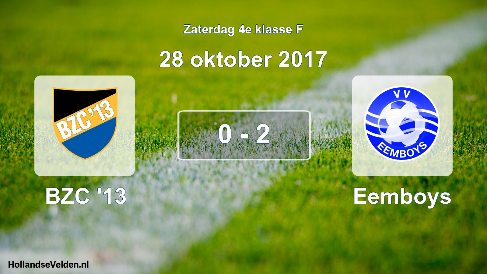 Total number of matches played: BZC '13 - Eemboys 0 - 2 (28 October 2017)