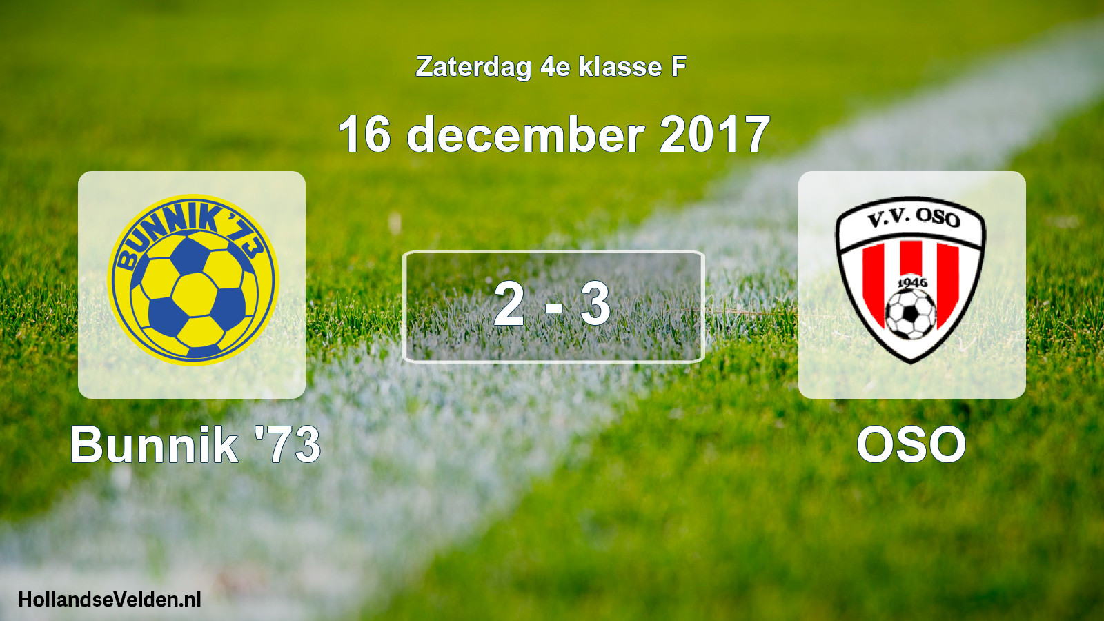 Total number of matches played: Bunnik '73 - OSO 2 - 3 (16 December 2017)