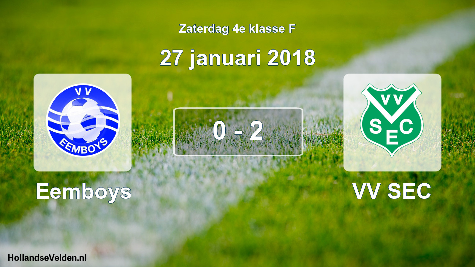 Total number of matches played: Eemboys - VV SEC 0 - 2 (27 January 2018)