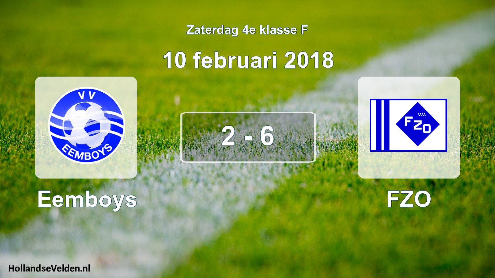 Total number of matches played: Eemboys - FZO 2 - 6 (10 February 2018)