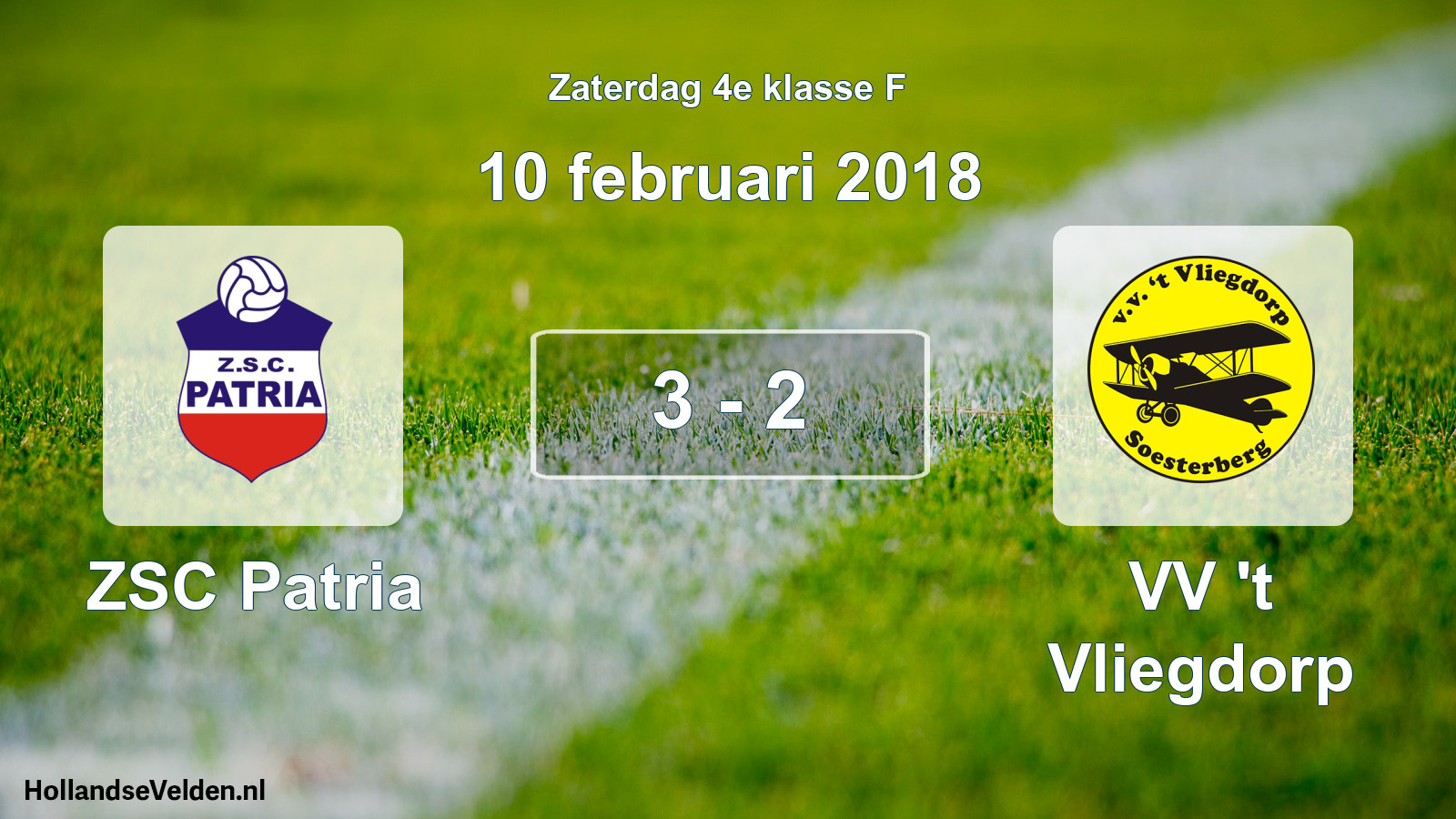 Total number of matches played: ZSC Patria - VV 't Vliegdorp 3 - 2 (10 February 2018)