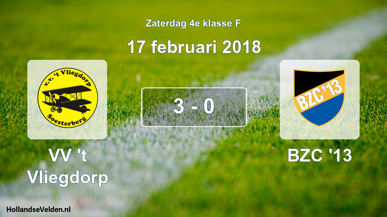 Total number of matches played: VV 't Vliegdorp - BZC '13 3 - 0 (17 February 2018)