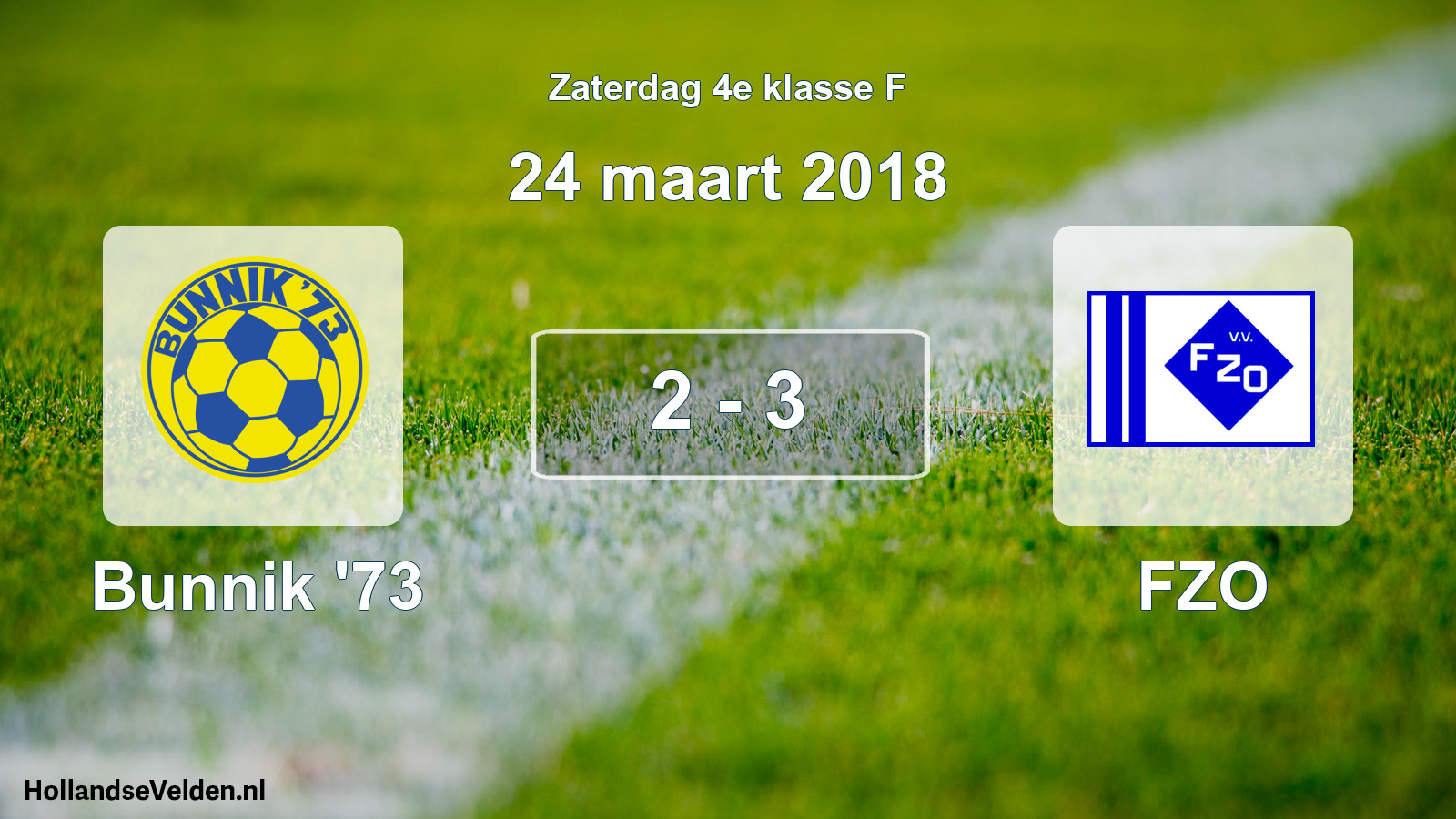 Total number of matches played: Bunnik '73 - FZO 2 - 3 (24 March 2018)