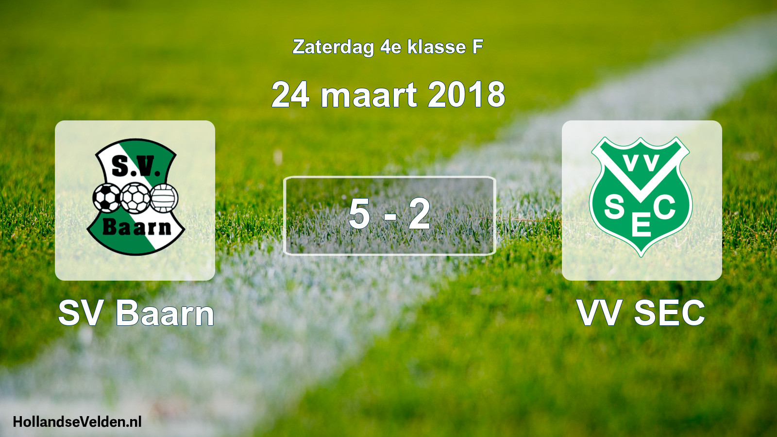 Total number of matches played: SV Baarn - VV SEC 5 - 2 (24 March 2018)