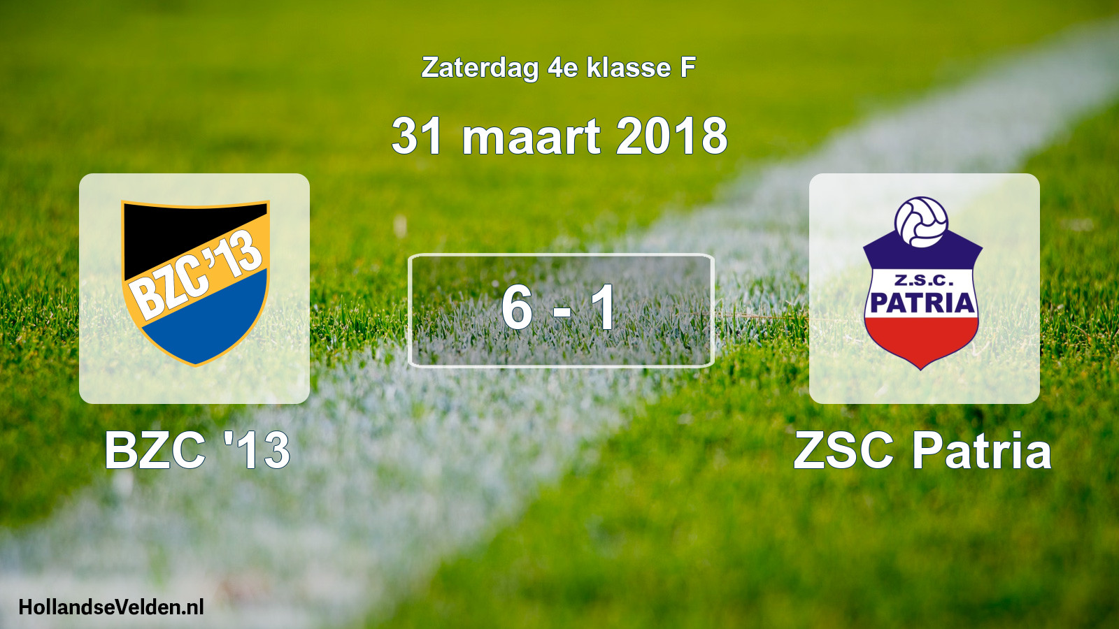 Total number of matches played: BZC '13 - ZSC Patria 6 - 1 (31 March 2018)