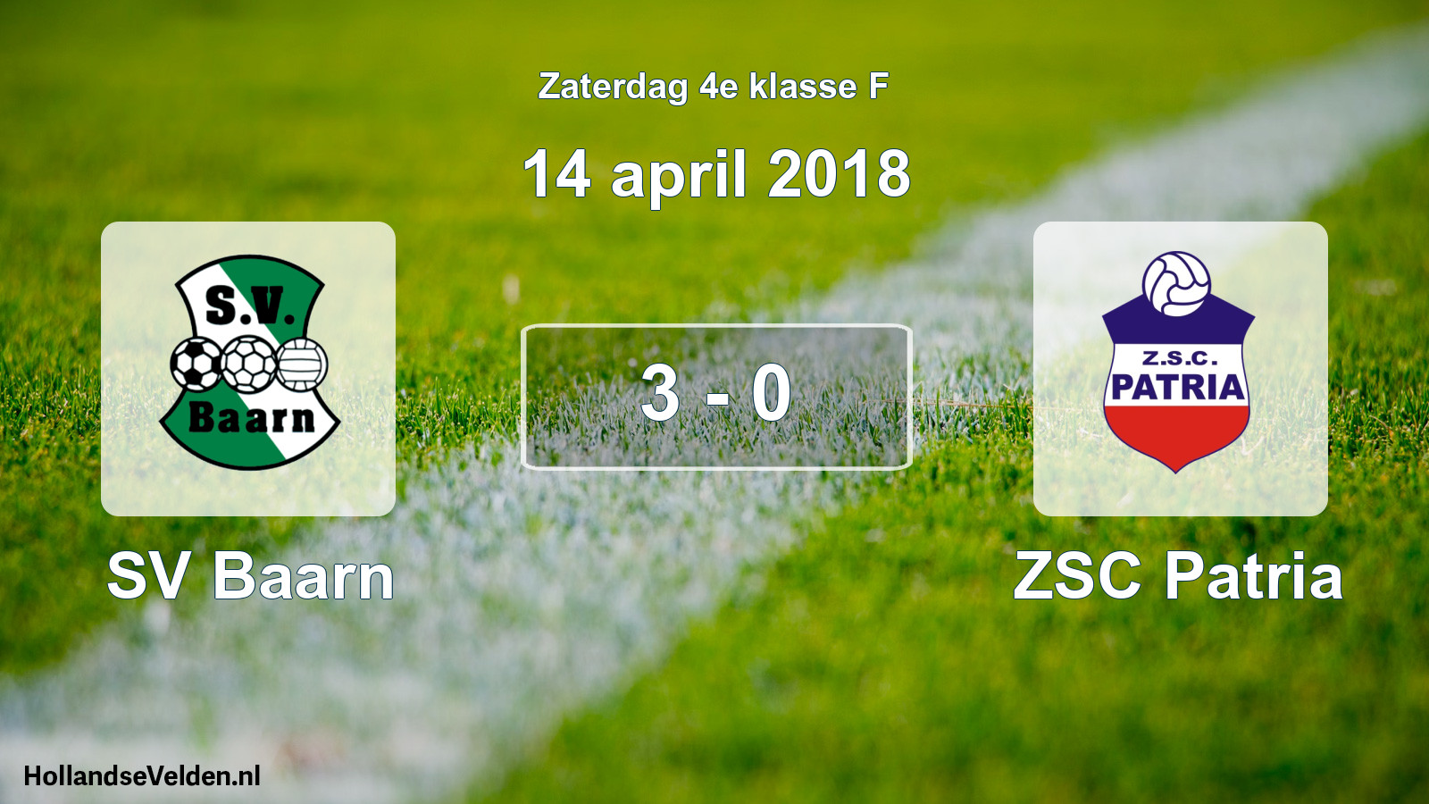 Total number of matches played: SV Baarn - ZSC Patria 3 - 0 (14 April 2018)