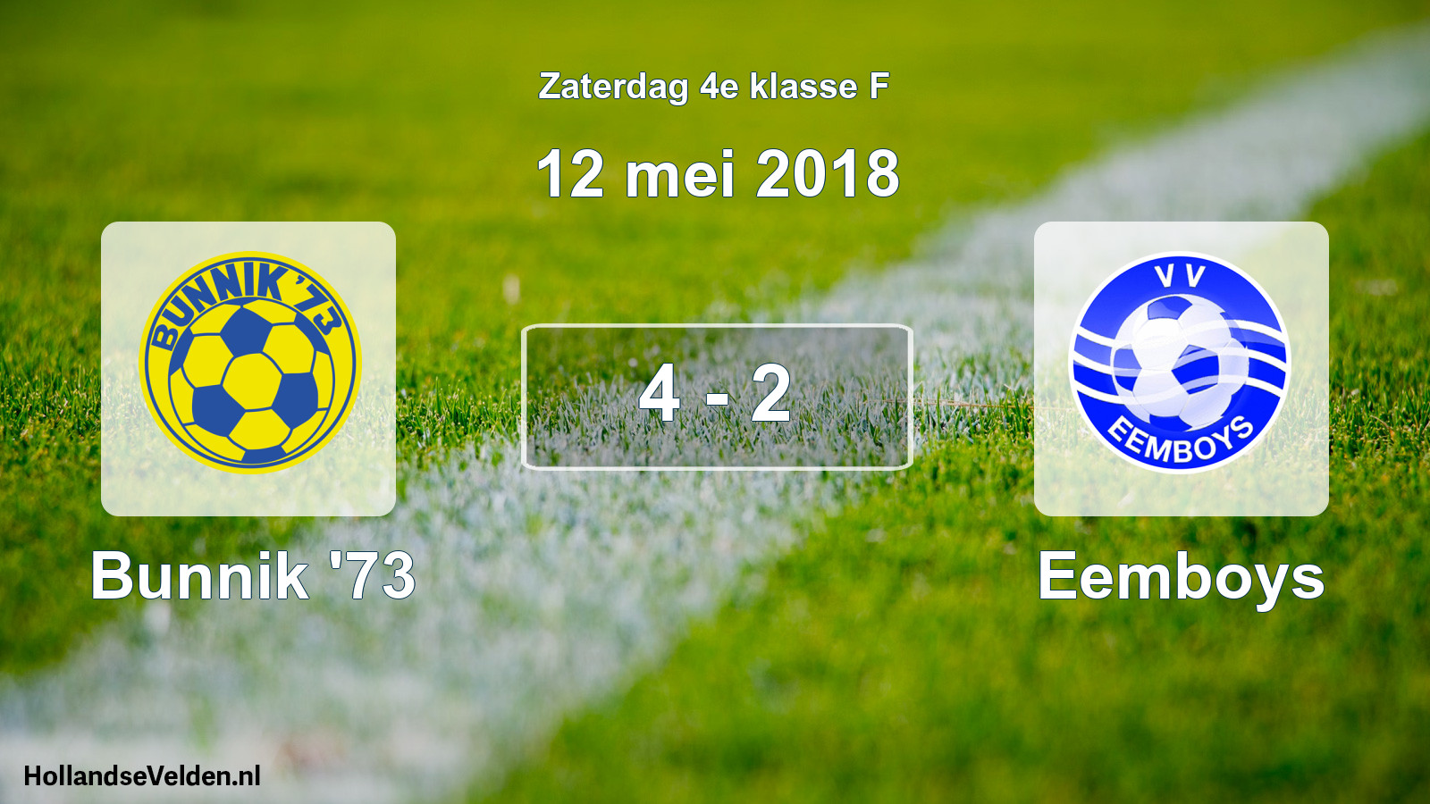 Total number of matches played: Bunnik '73 - Eemboys 4 - 2 (12 May 2018)