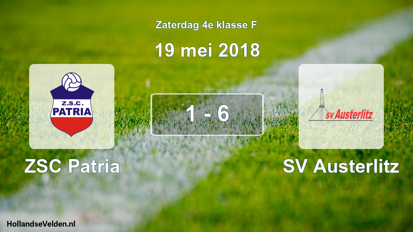 Total number of matches played: ZSC Patria - SV Austerlitz 1 - 6 (19 May 2018)