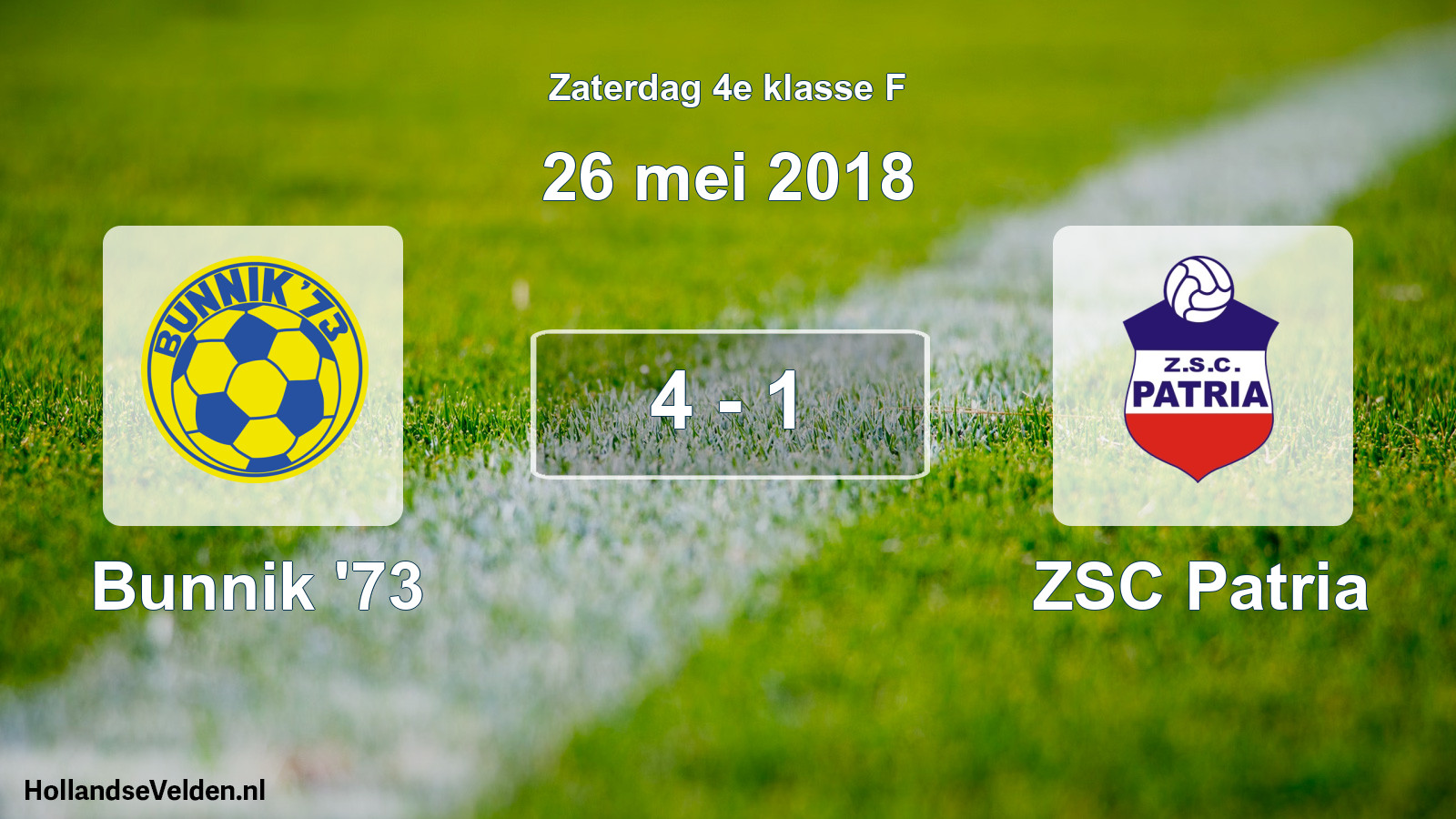 Total number of matches played: Bunnik '73 - ZSC Patria 4 - 1 (26 May 2018)