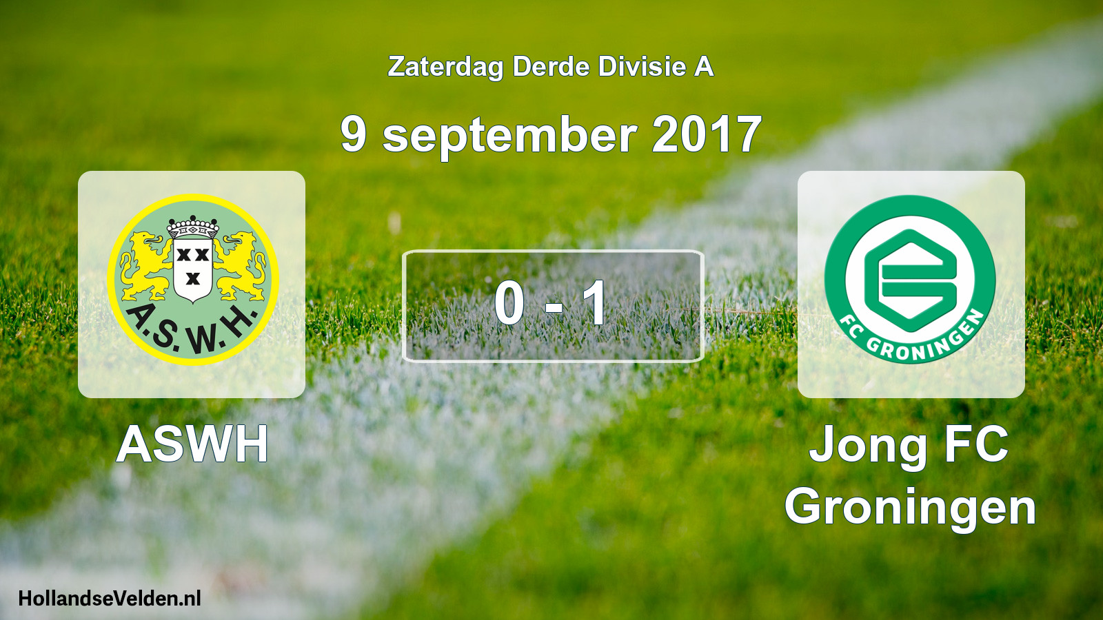 Total number of matches played: ASWH - Jong FC Groningen 0 - 1 (9 September 2017)