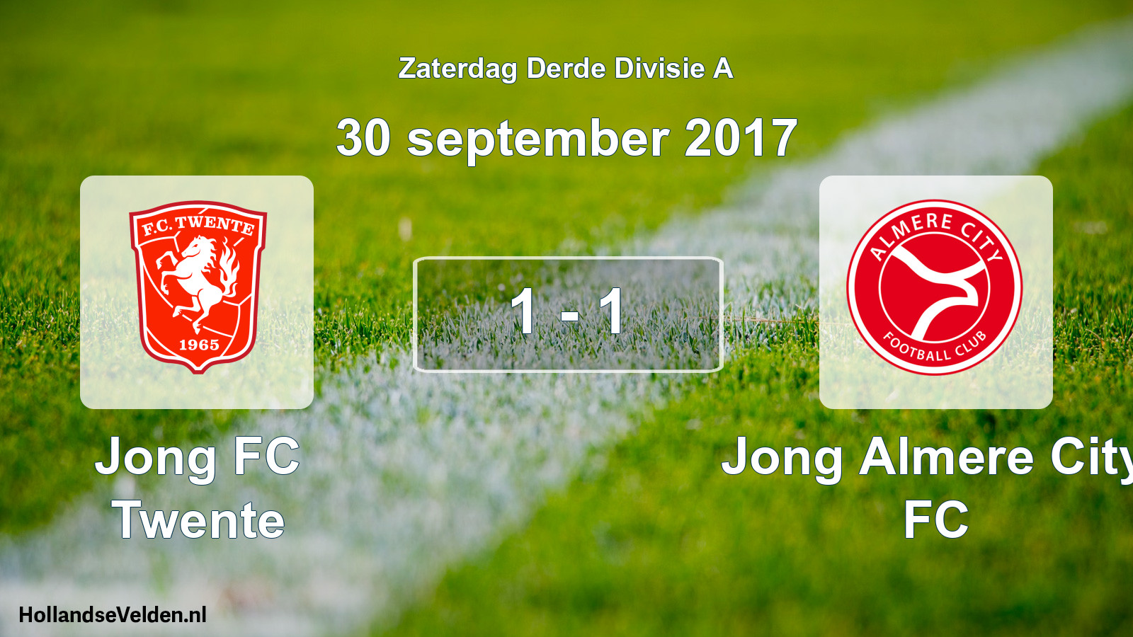 Total number of matches played: Jong FC Twente - Jong Almere City FC 1 - 1 (30 September 2017)