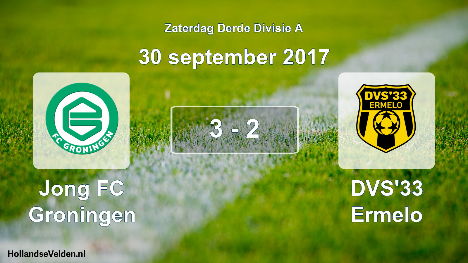 Total number of matches played: Jong FC Groningen - DVS'33 Ermelo 3 - 2 (30 September 2017)