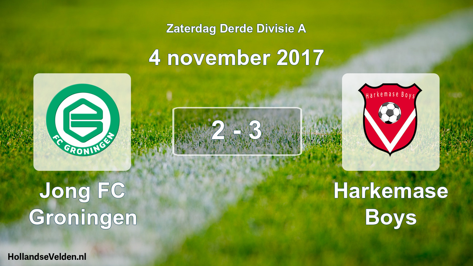 Total number of matches played: Jong FC Groningen - Harkemase Boys 2 - 3 (4 November 2017)