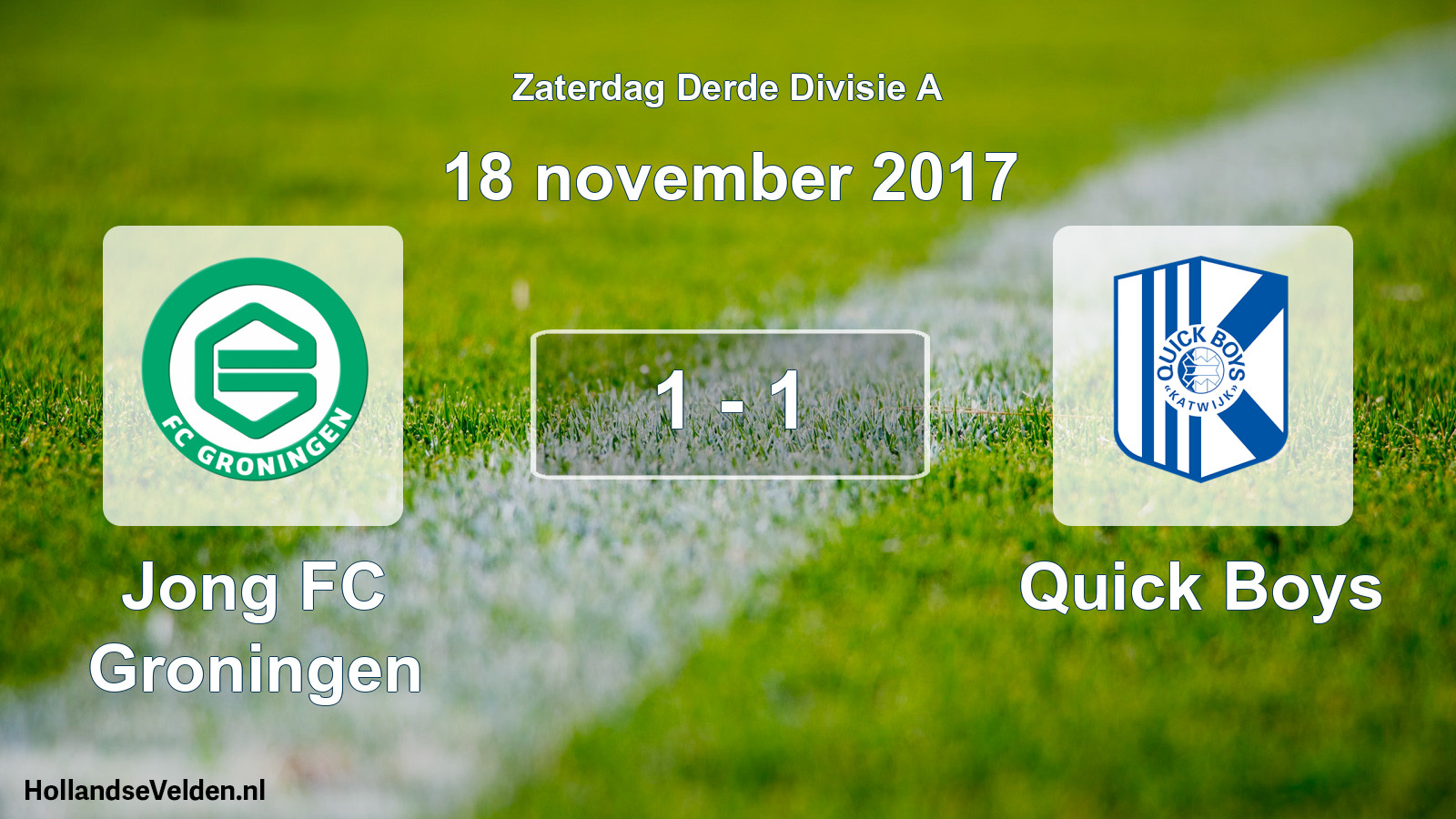 Total number of matches played: Jong FC Groningen - Quick Boys 1 - 1 (18 November 2017)