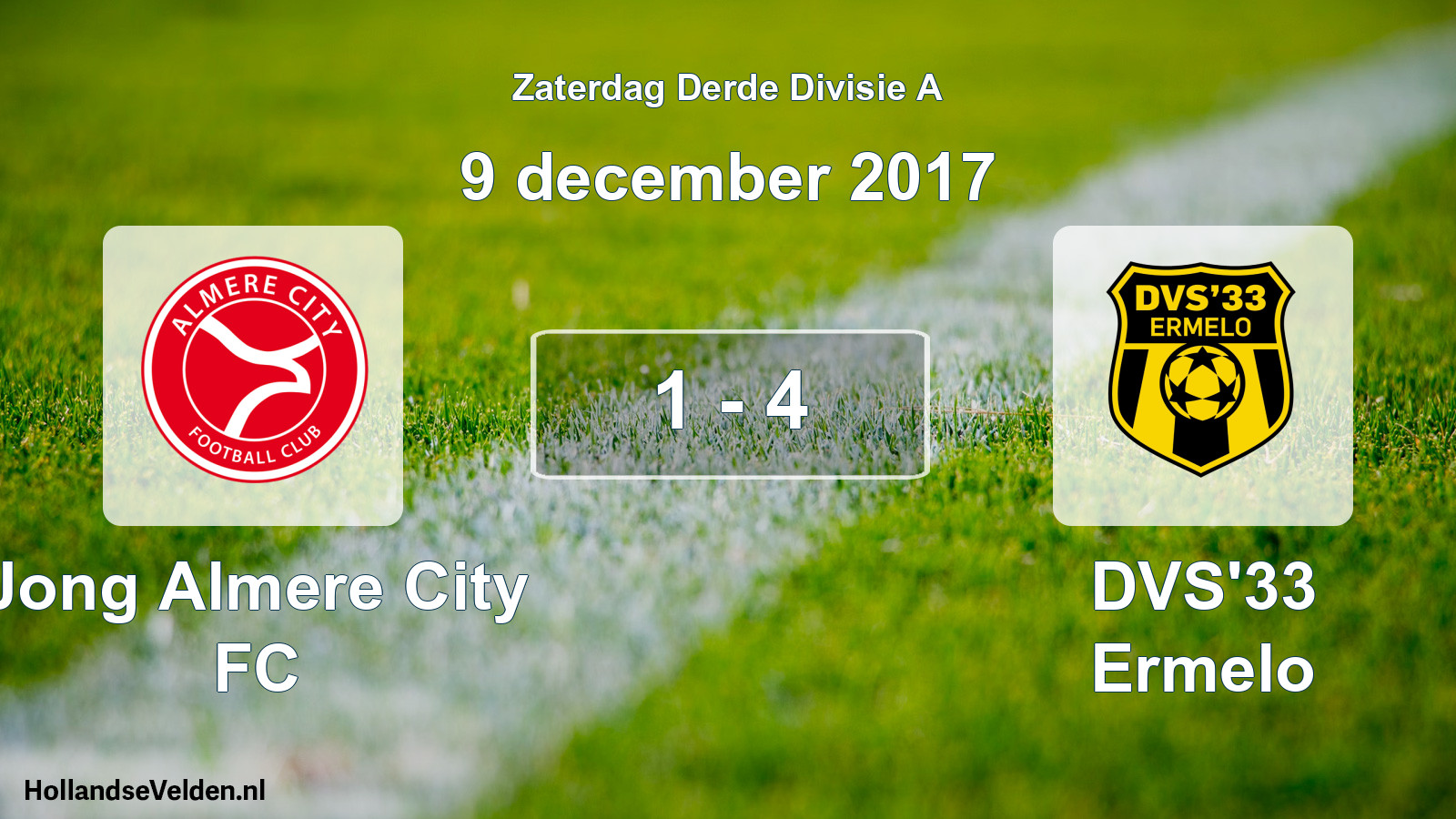 Total number of matches played: Jong Almere City FC - DVS'33 Ermelo 1 - 4 (9 December 2017)
