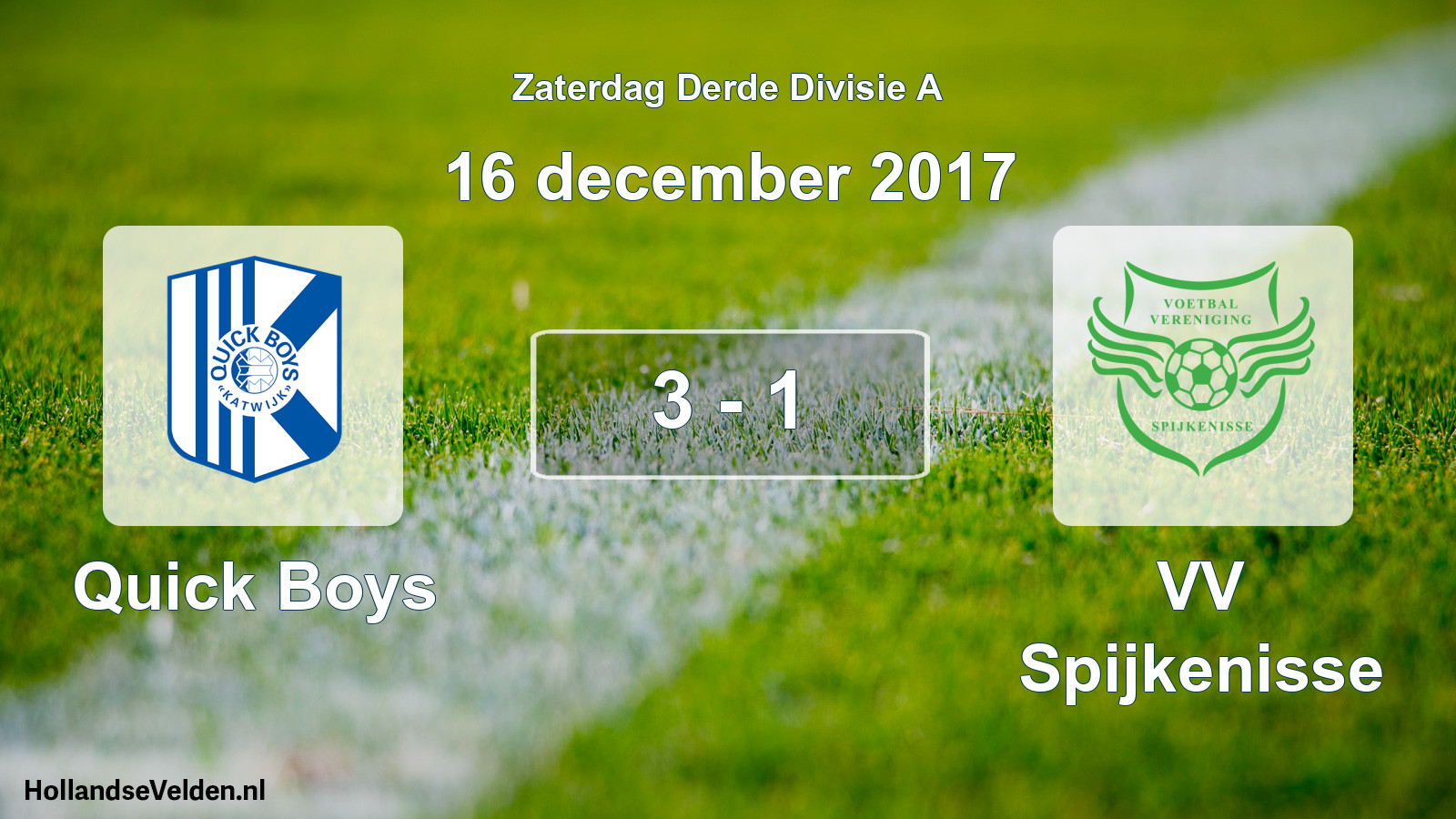 Total number of matches played: Quick Boys - VV Spijkenisse 3 - 1 (16 December 2017)