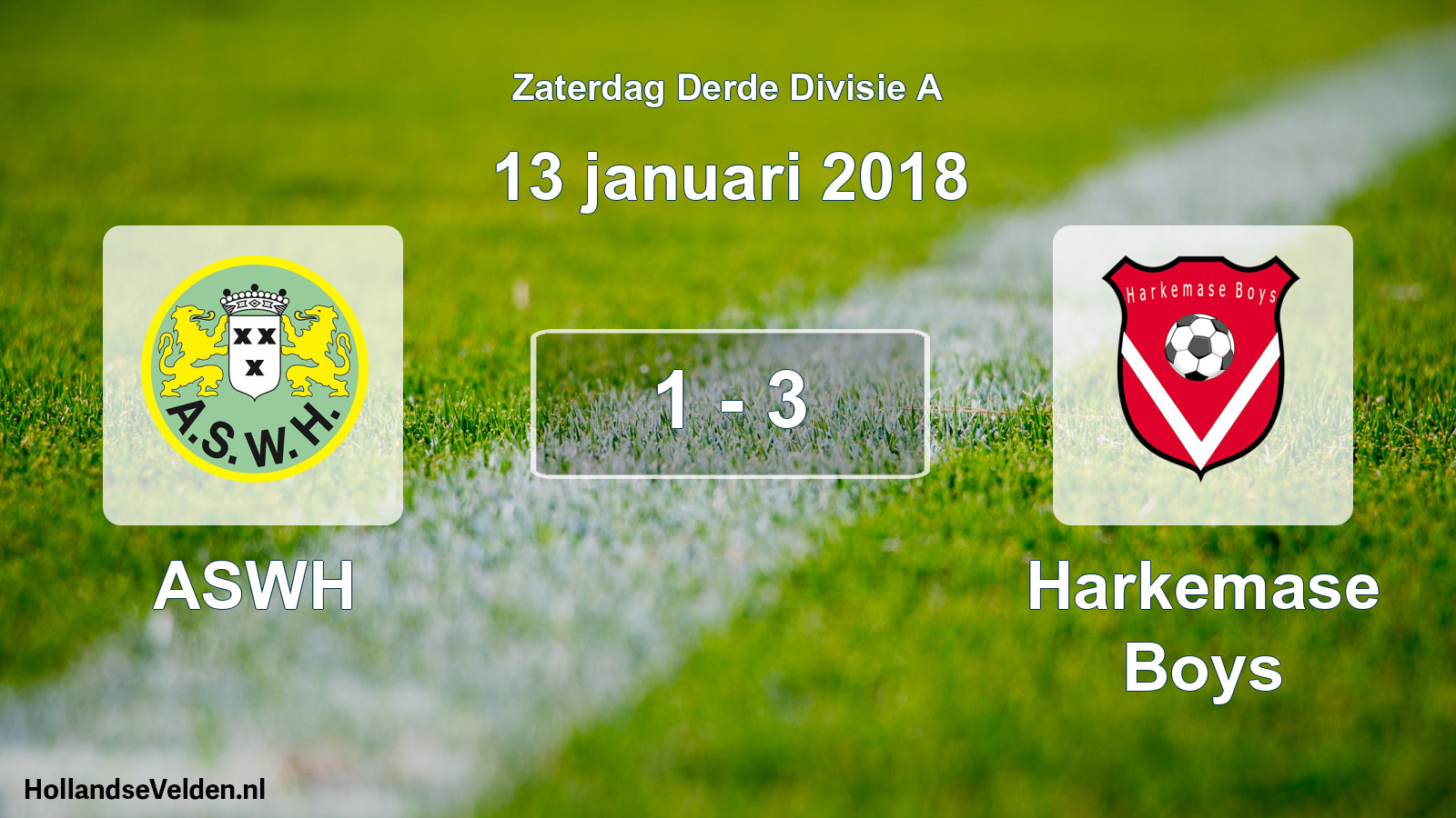 Total number of matches played: ASWH - Harkemase Boys 1 - 3 (13 January 2018)