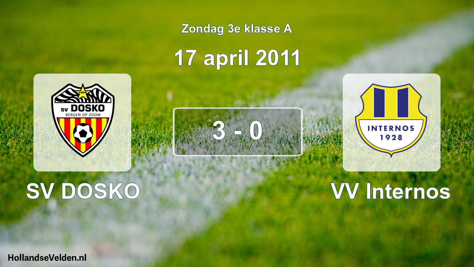 Total number of matches played: SV DOSKO - VV Internos 3 - 0 (17 April 2011)
