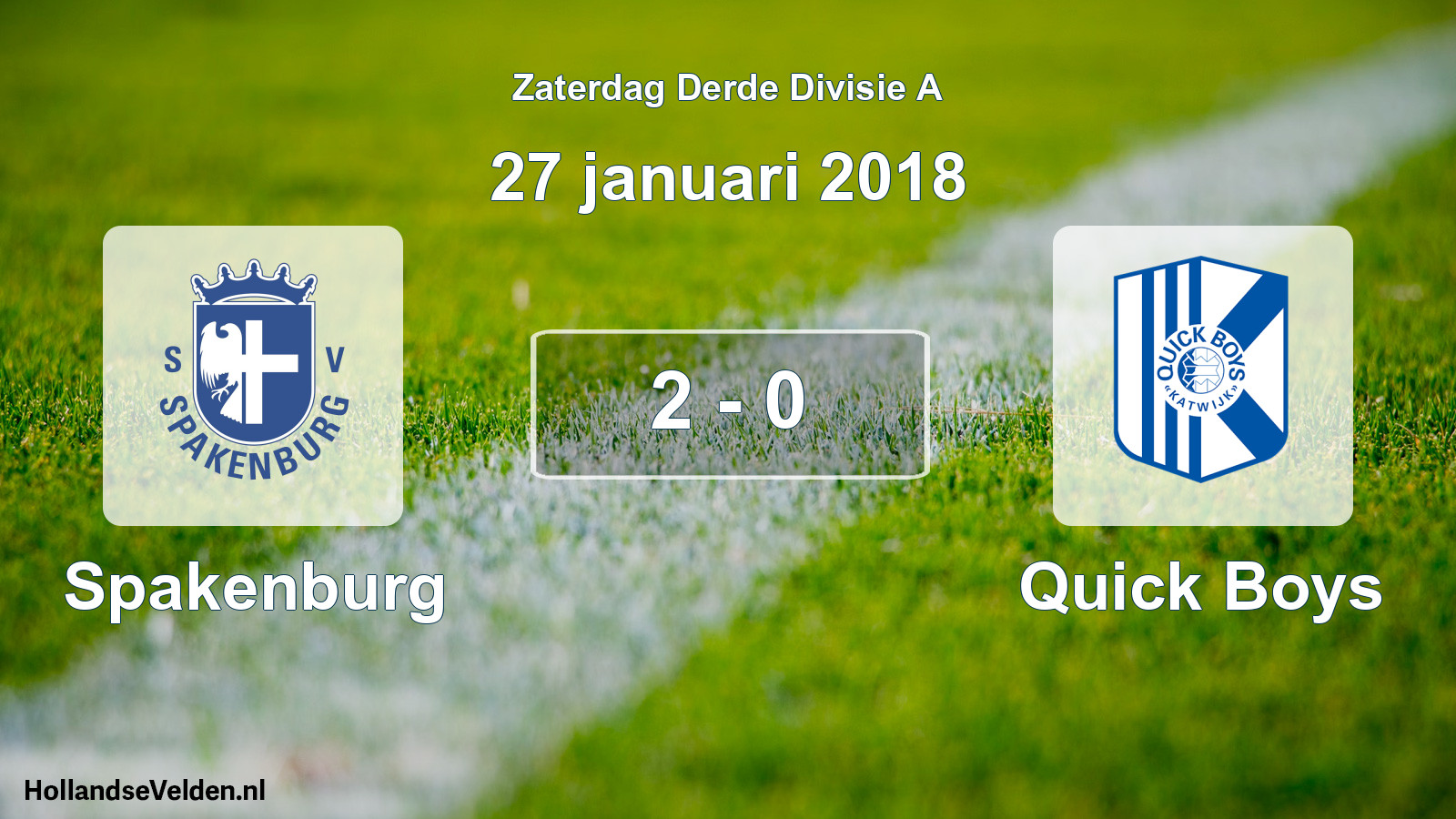 Total number of matches played: Spakenburg - Quick Boys 2 - 0 (27 January 2018)