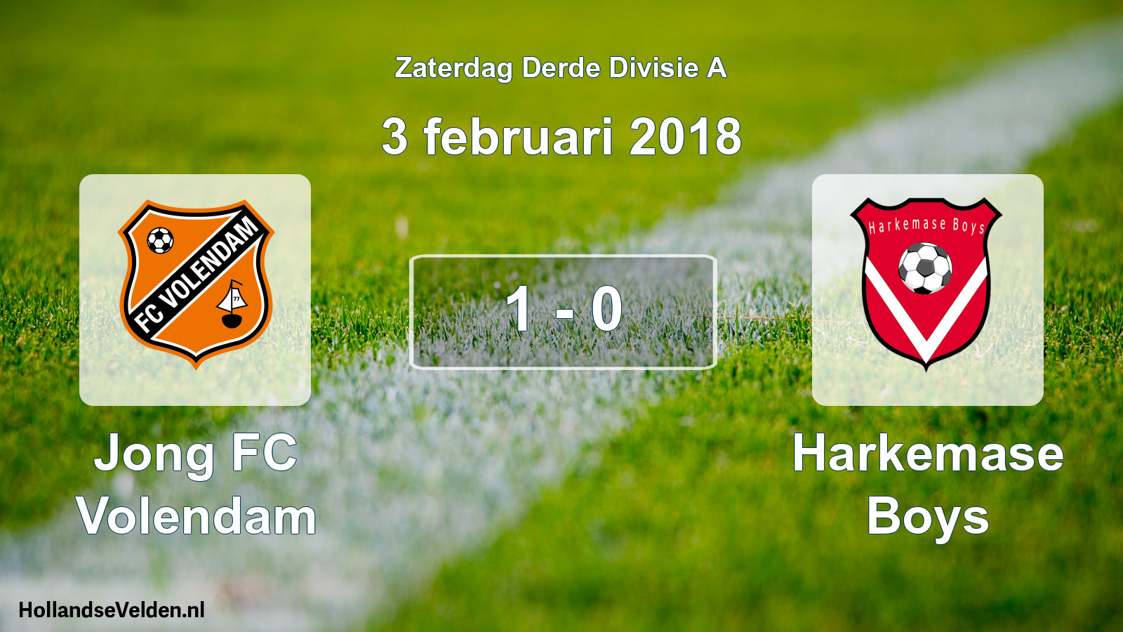 Total number of matches played: Jong FC Volendam - Harkemase Boys 1 - 0 (3 February 2018)