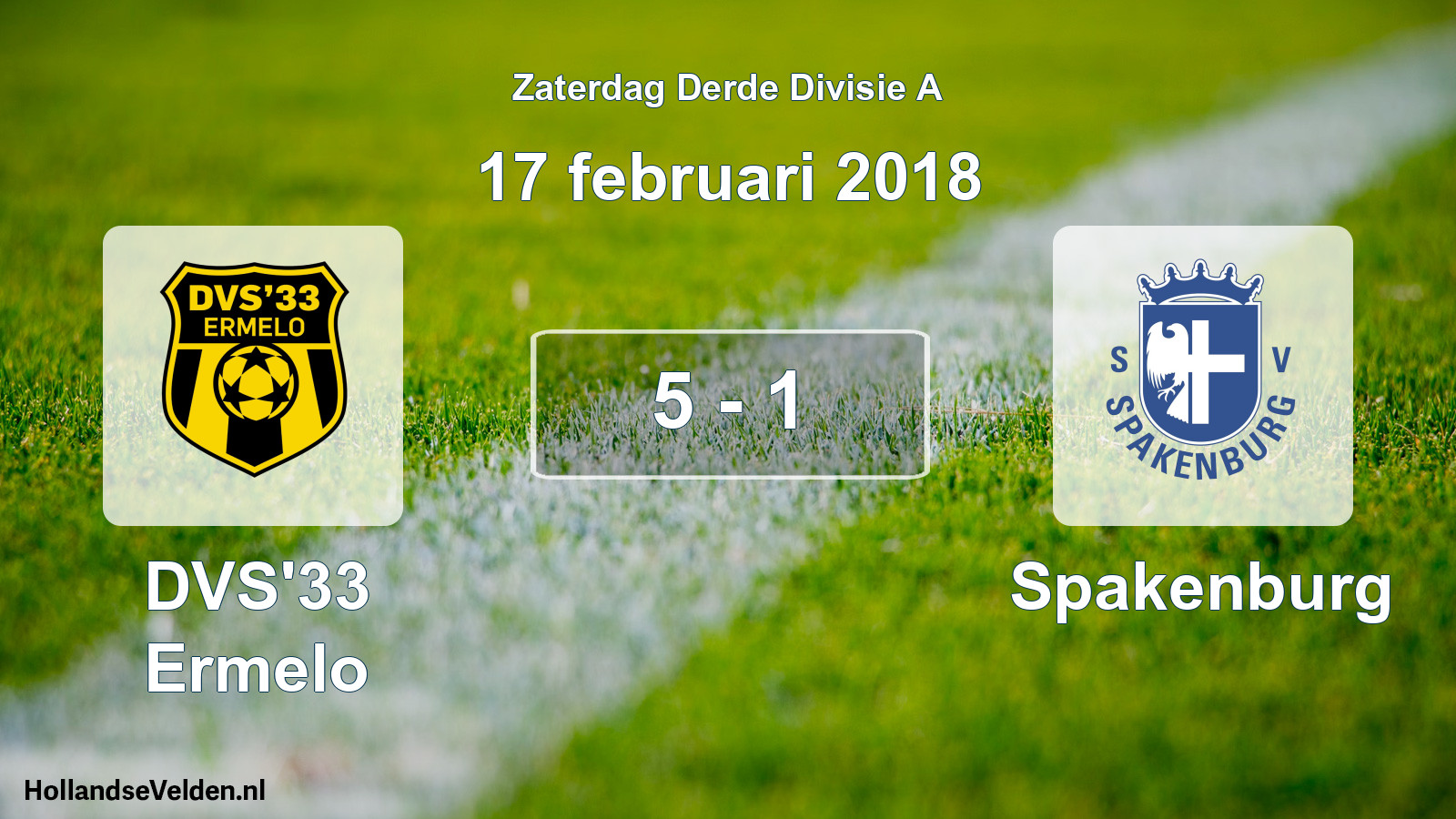 Total number of matches played: DVS'33 Ermelo - Spakenburg 5 - 1 (17 February 2018)