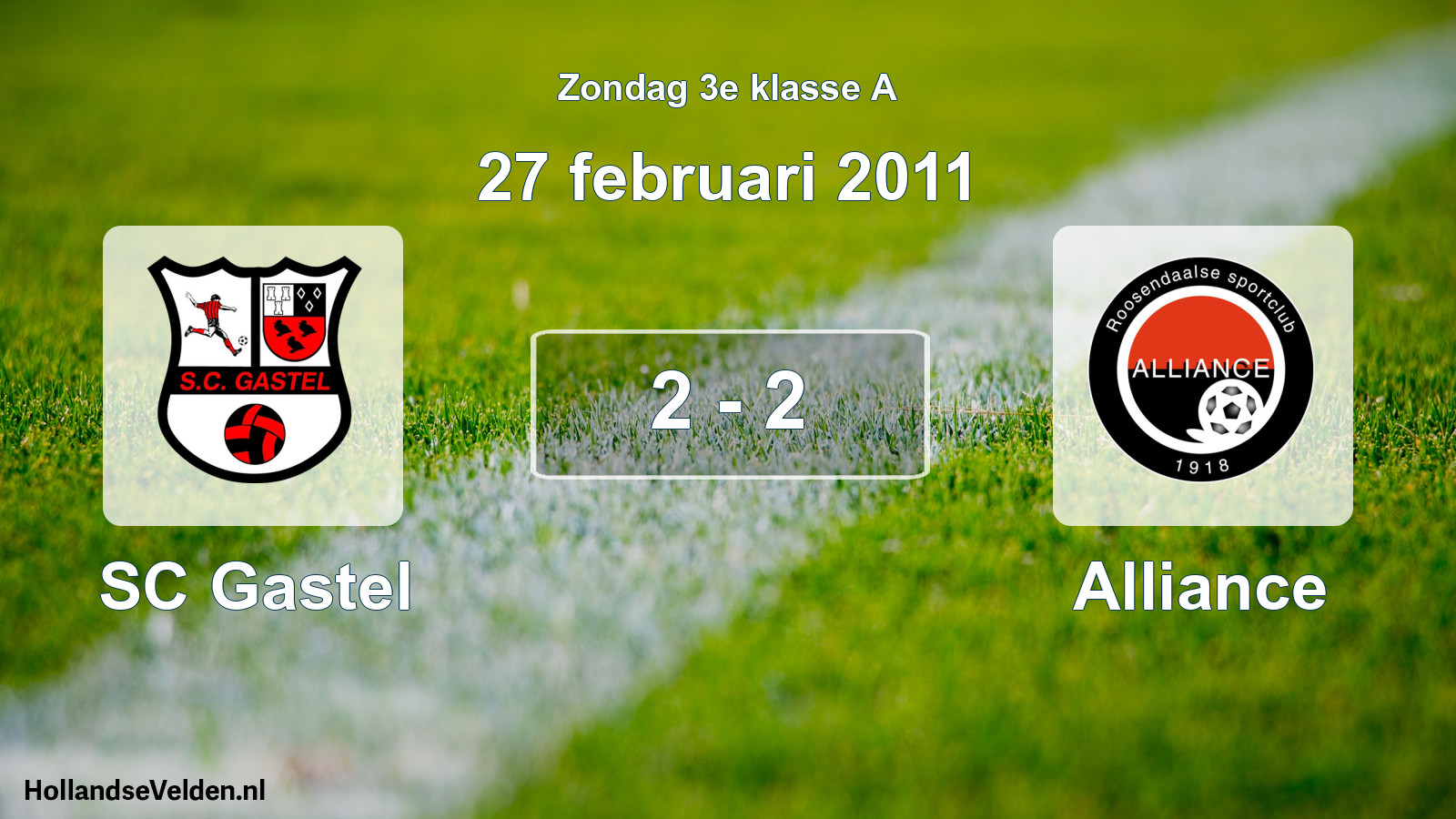 Total number of matches played: SC Gastel - Alliance 2 - 2 (27 February 2011)