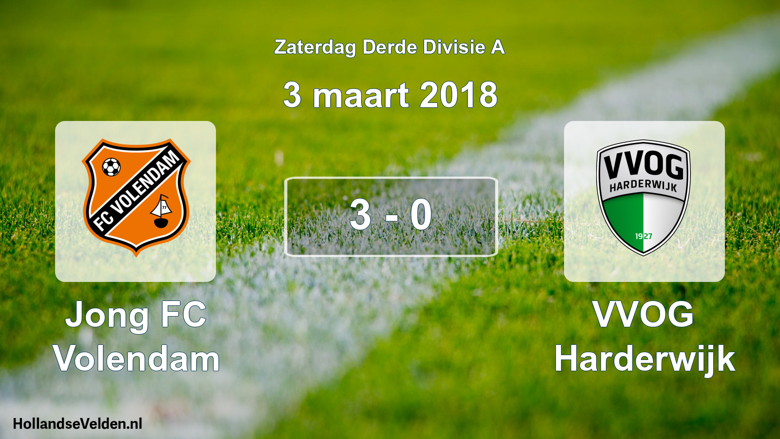 Total number of matches played: Jong FC Volendam - VVOG Harderwijk 3 - 0 (3 March 2018)