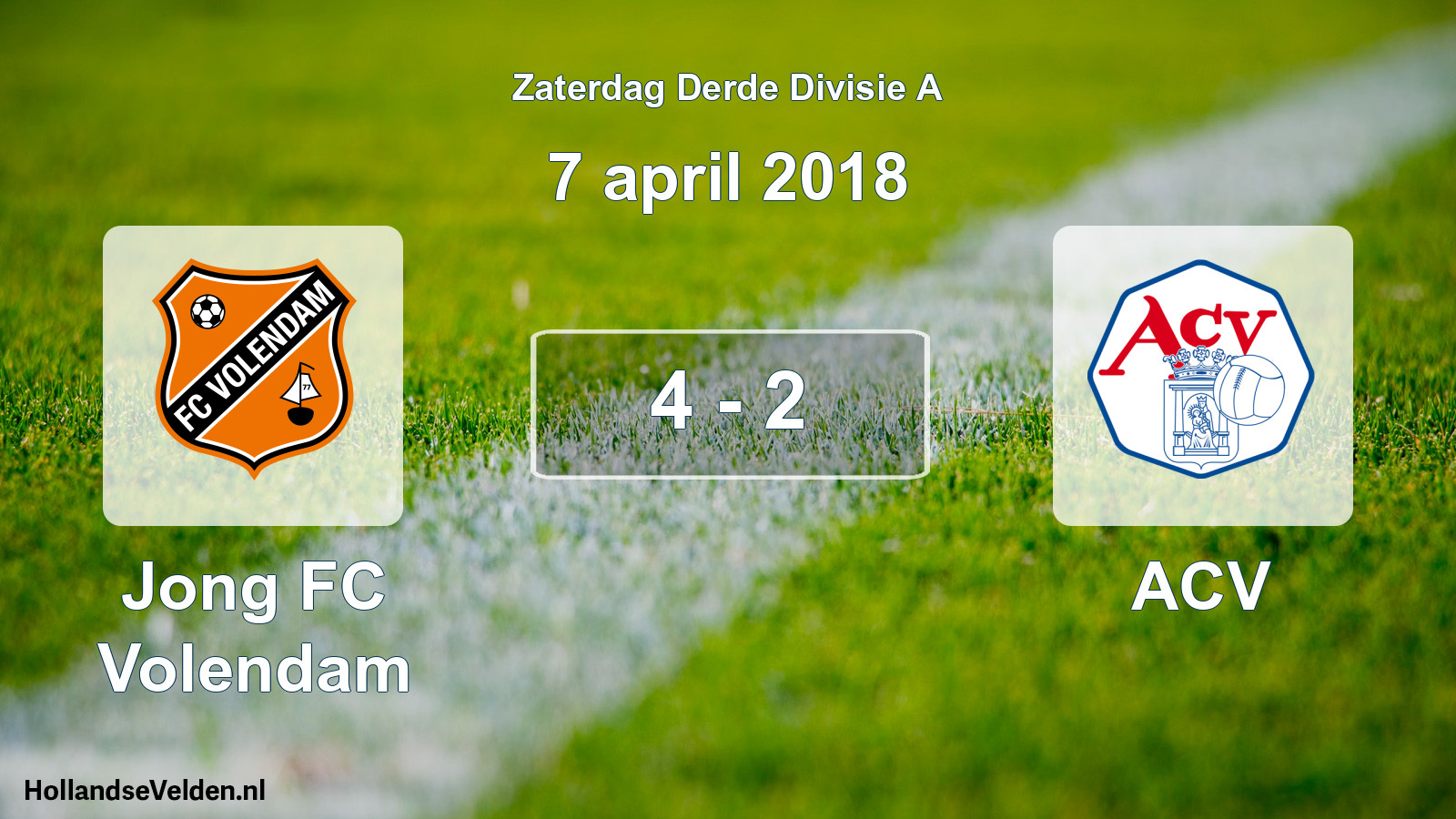 Total number of matches played: Jong FC Volendam - ACV 4 - 2 (7 April 2018)