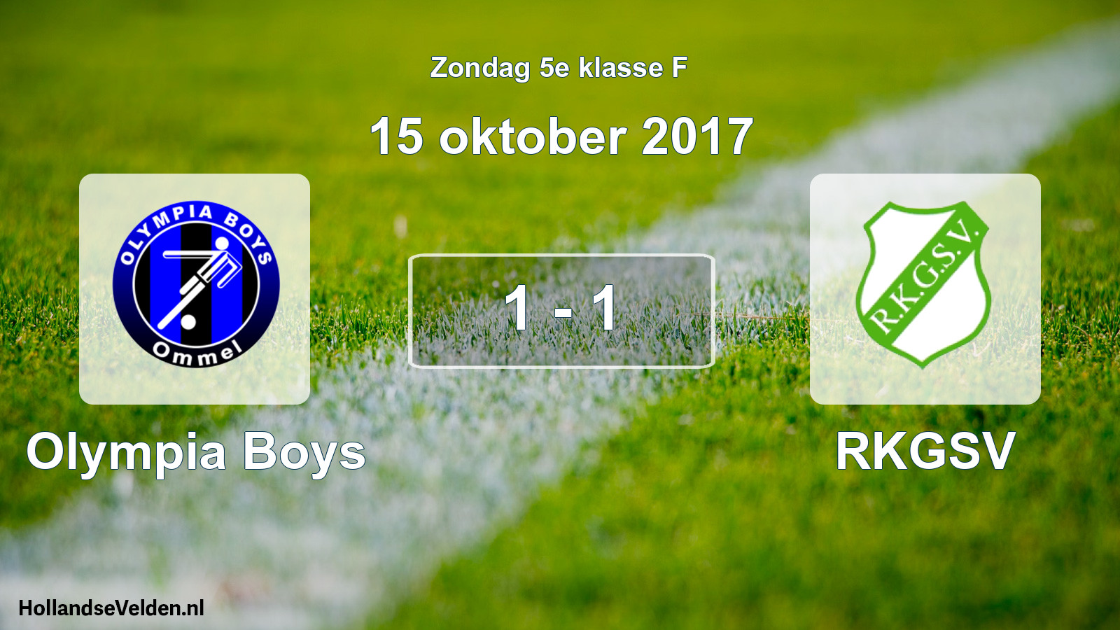 Total number of matches played: Olympia Boys - RKGSV 1 - 1 (15 October 2017)
