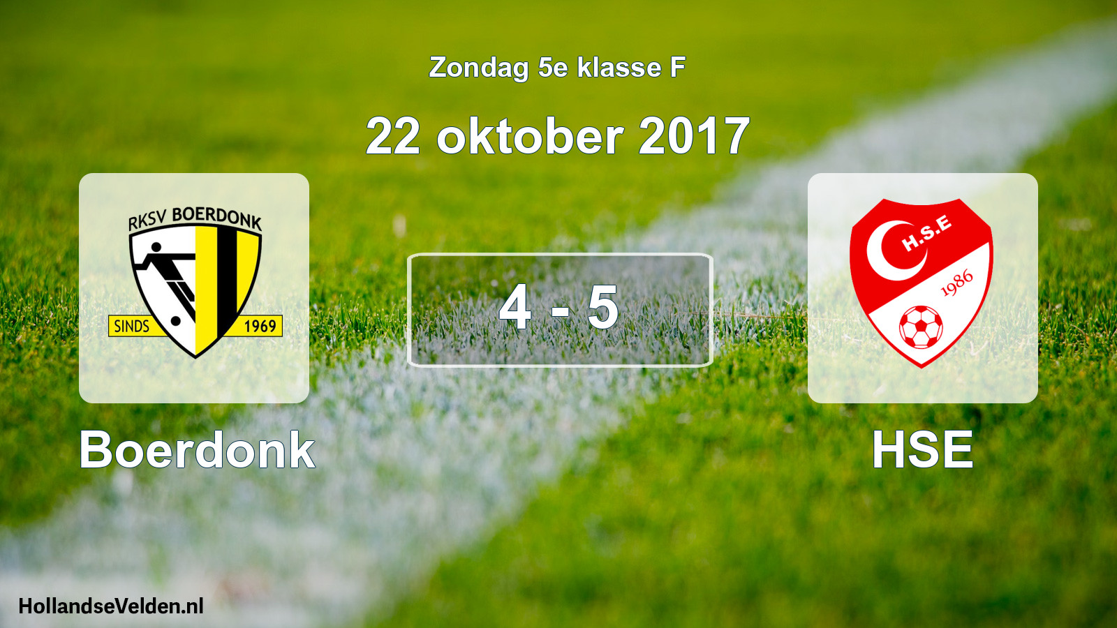 Total number of matches played: Boerdonk - HSE 4 - 5 (22 October 2017)