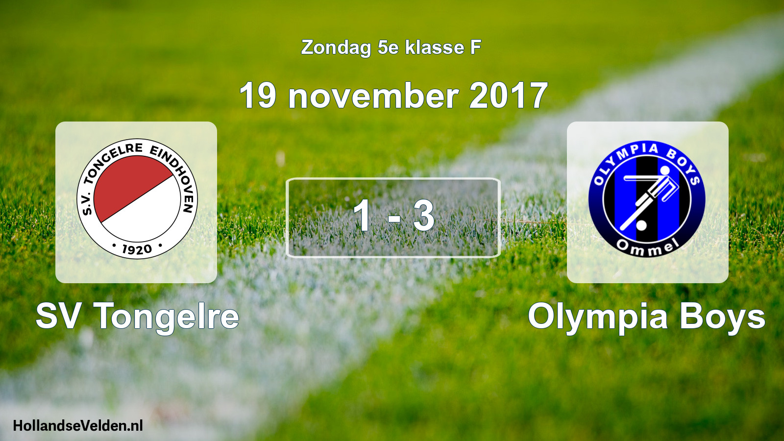 Total number of matches played: SV Tongelre - Olympia Boys 1 - 3 (19 November 2017)