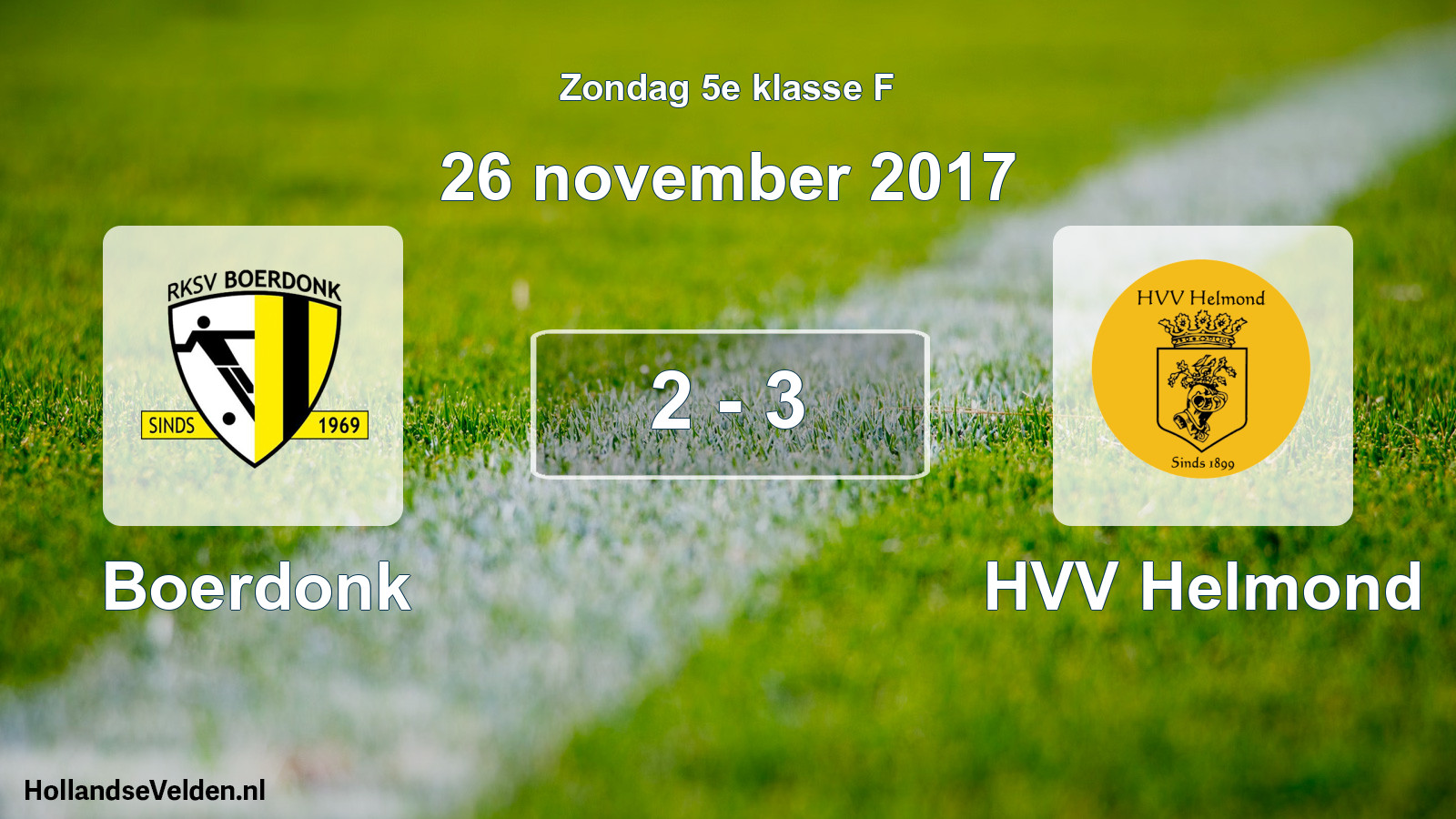 Total number of matches played: Boerdonk - HVV Helmond 2 - 3 (26 November 2017)
