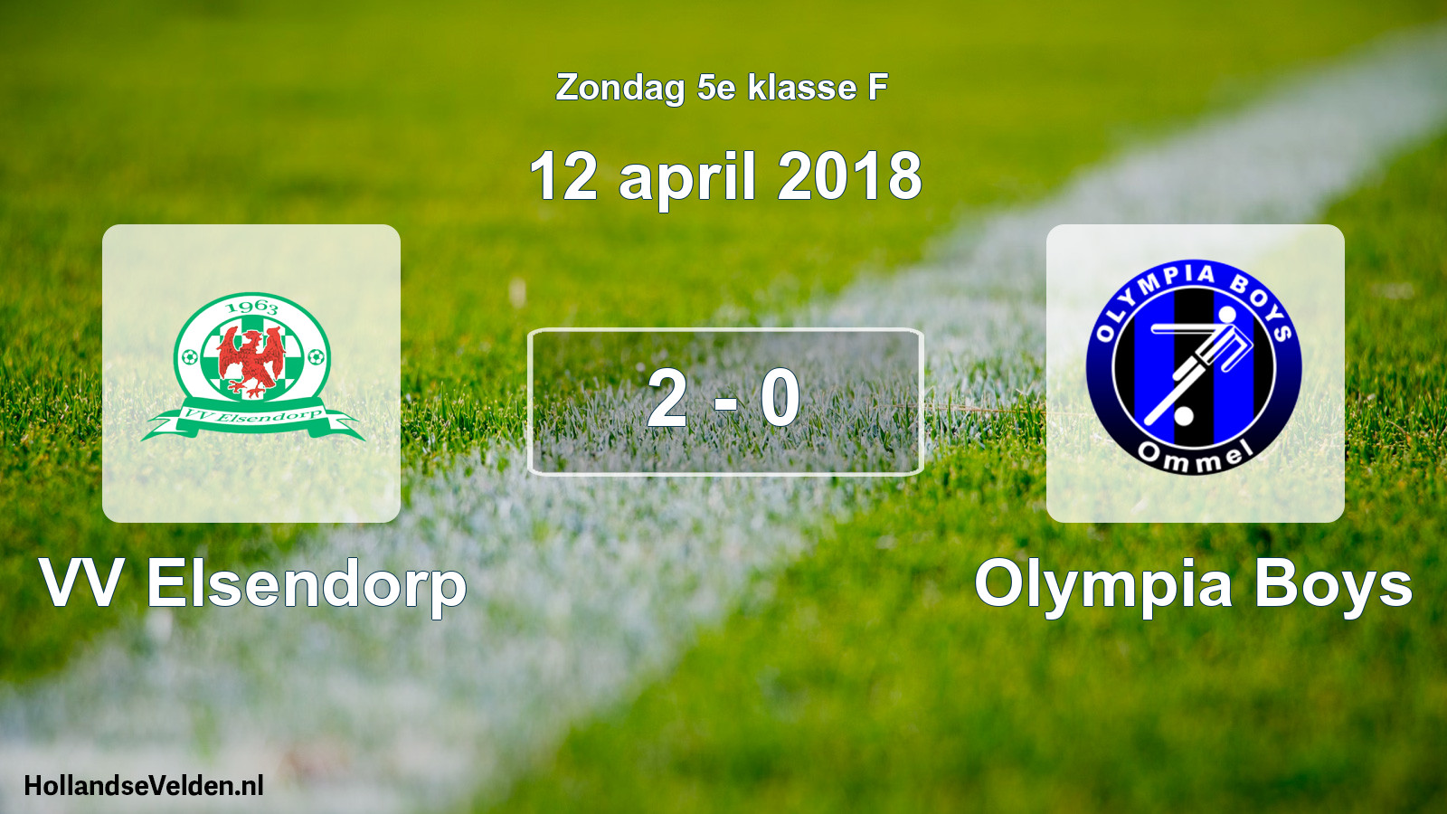 Total number of matches played: VV Elsendorp - Olympia Boys 2 - 0 (12 April 2018)