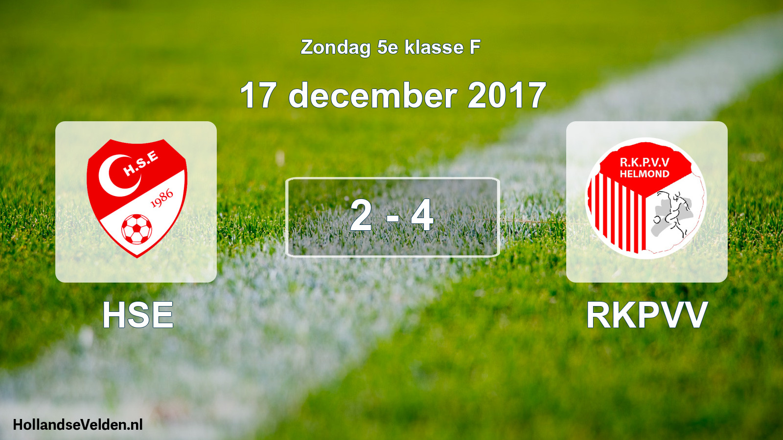 Total number of matches played: HSE - RKPVV 2 - 4 (17 December 2017)