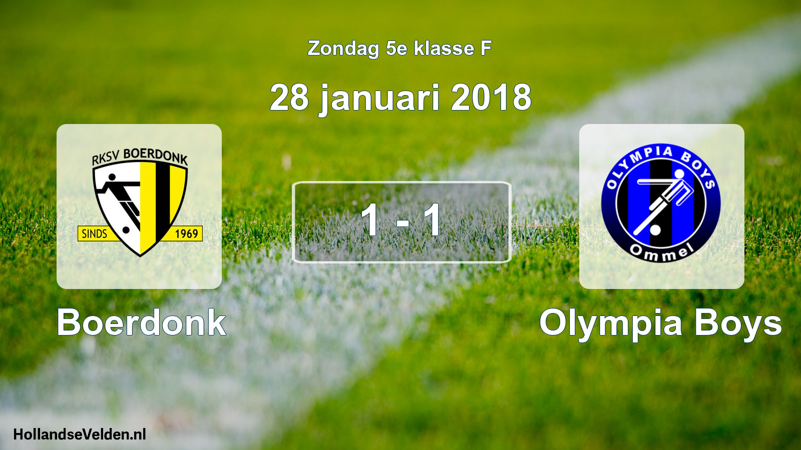 Total number of matches played: Boerdonk - Olympia Boys 1 - 1 (28 January 2018)