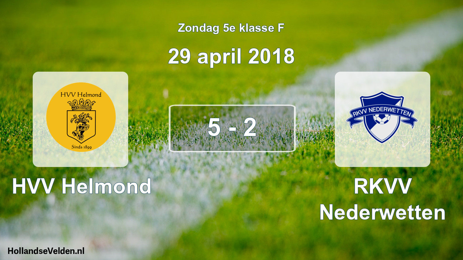Total number of matches played: HVV Helmond - RKVV Nederwetten 5 - 2 (29 April 2018)