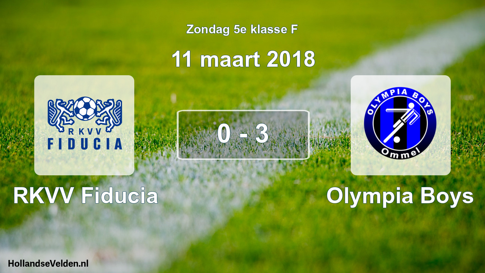 Total number of matches played: RKVV Fiducia - Olympia Boys 0 - 3 (11 March 2018)
