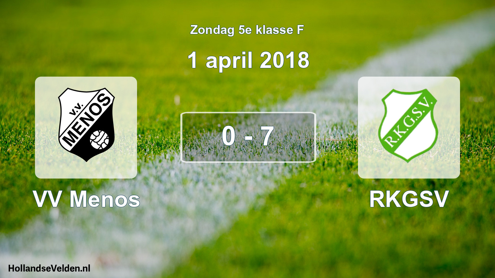 Total number of matches played: VV Menos - RKGSV 0 - 7 (1 April 2018)
