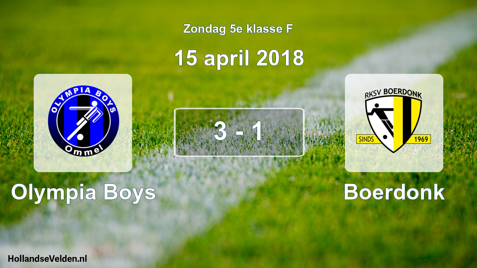 Total number of matches played: Olympia Boys - Boerdonk 3 - 1 (15 April 2018)