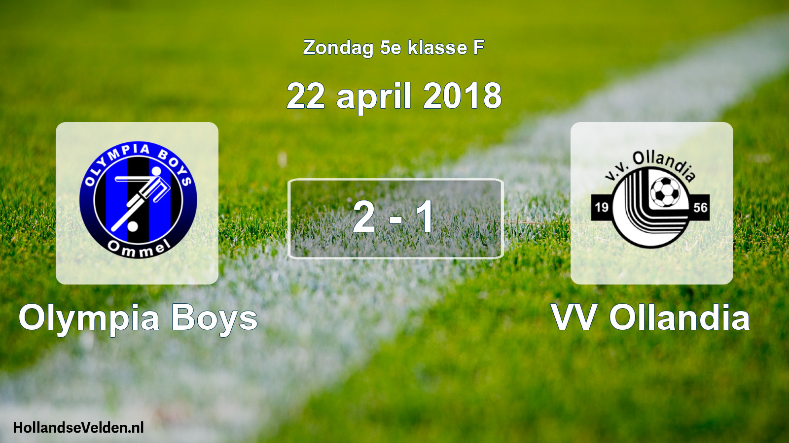Total number of matches played: Olympia Boys - VV Ollandia 2 - 1 (22 April 2018)