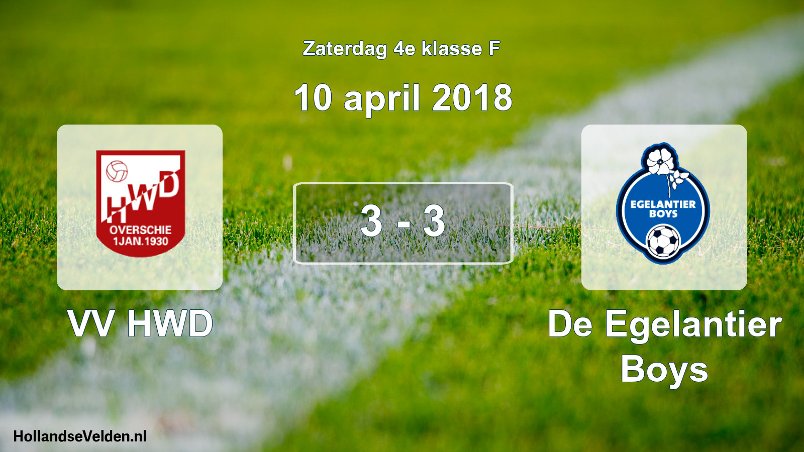Total number of matches played: VV HWD - De Egelantier Boys 3 - 3 (10 April 2018)
