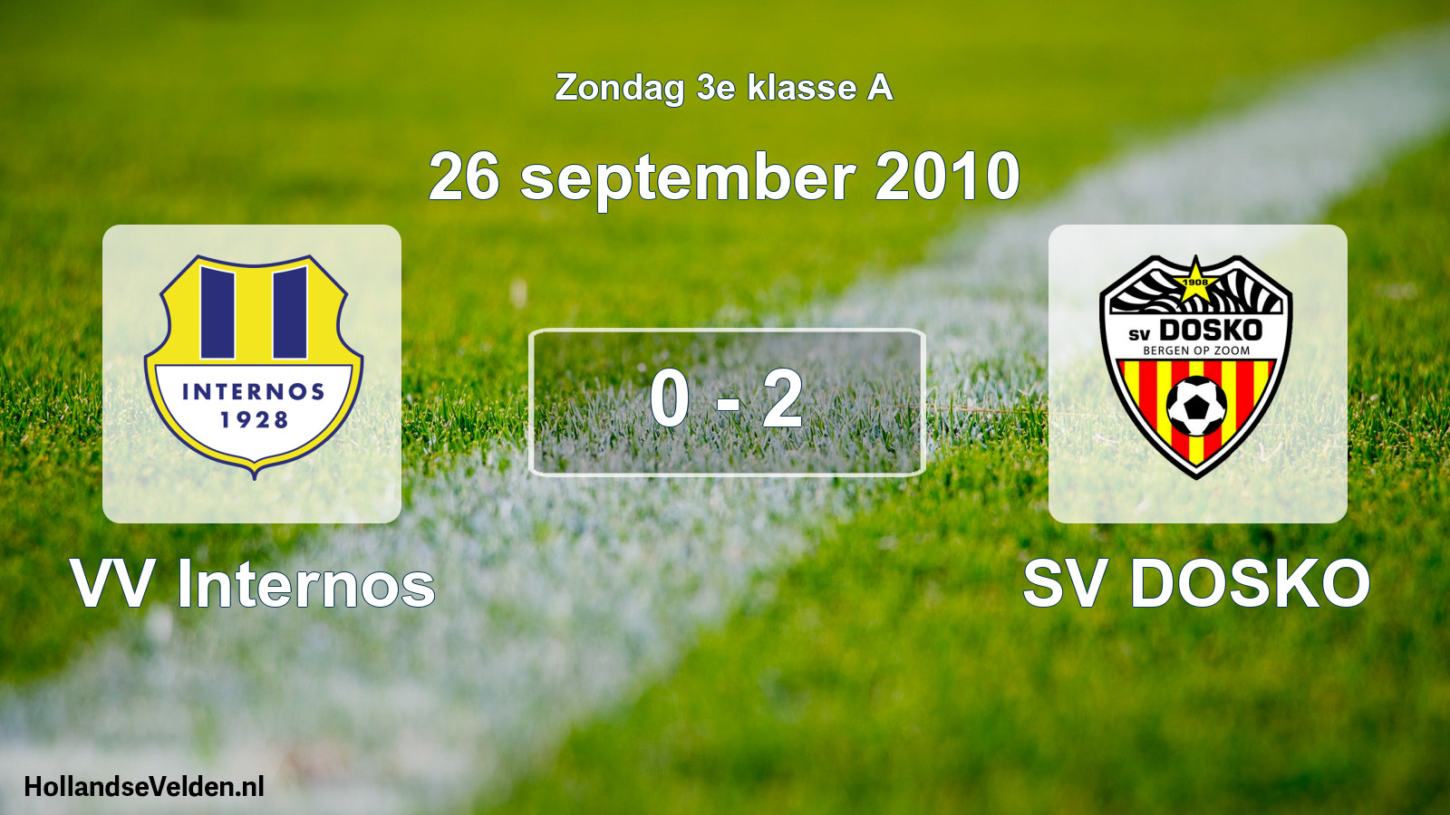 Total number of matches played: VV Internos - SV DOSKO 0 - 2 (26 September 2010)