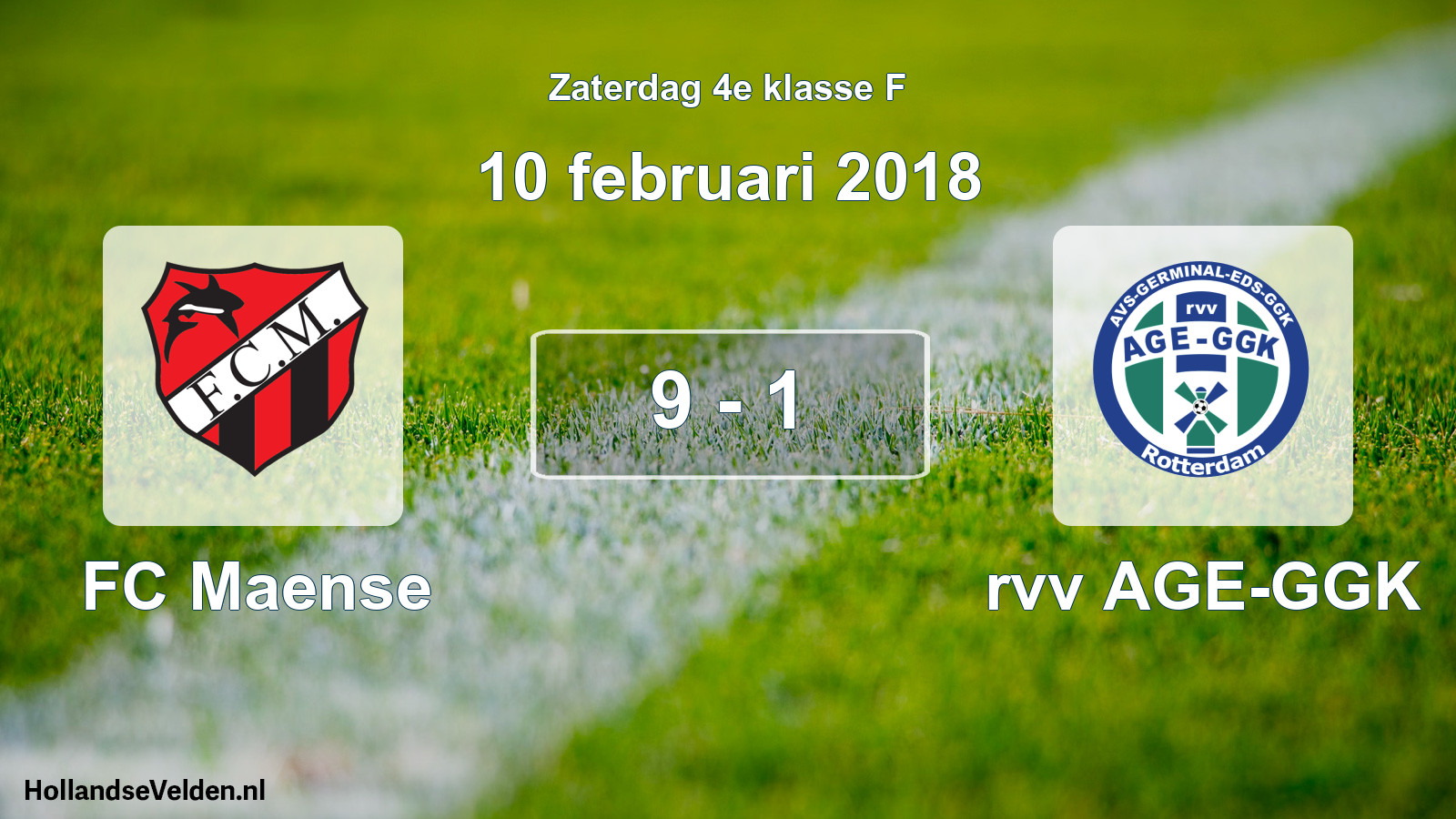 Total number of matches played: FC Maense - rvv AGE-GGK 9 - 1 (10 February 2018)