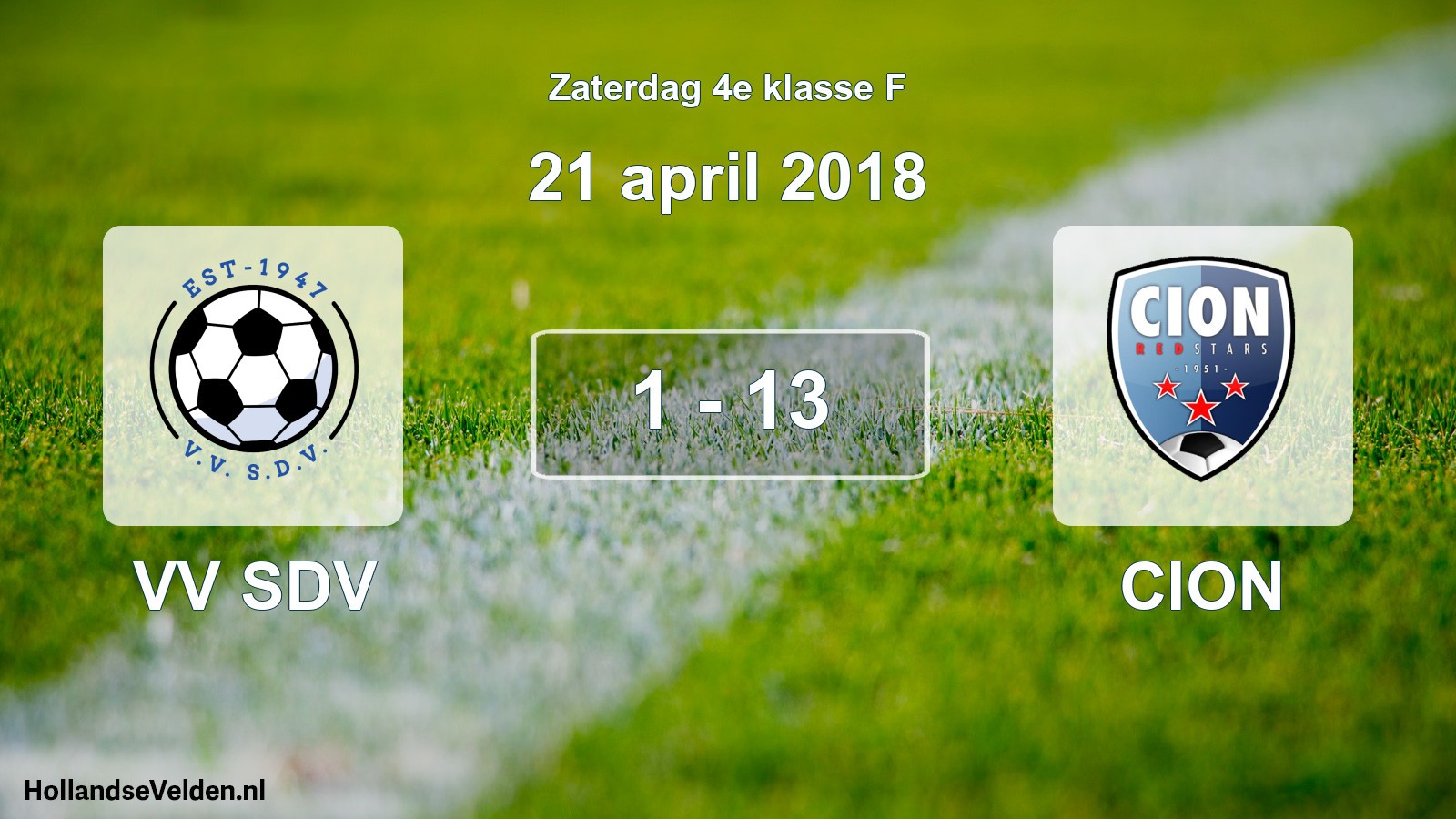 Total number of matches played: VV SDV - CION 1 - 13 (21 April 2018)